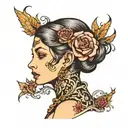 lady head tattoo design idea