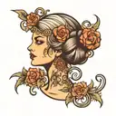 lady head tattoo design idea
