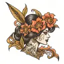 lady head tattoo design idea