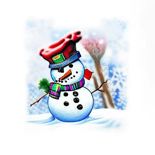 trap snowman tattoo design idea