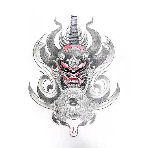 mascara oni tattoo design idea