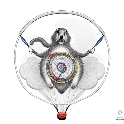 marmot jumping with a parachute tattoo design idea