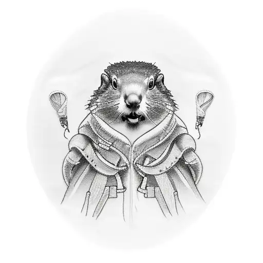 marmot with a parachute tattoo design idea