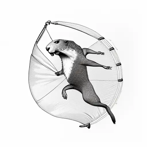 marmot jumping with a parachute tattoo design idea