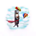 marmot jumping with a parachute tattoo design idea