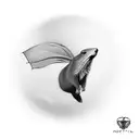 marmot jumping with a parachute tattoo design idea