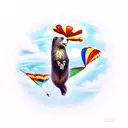 marmot jumping with a parachute tattoo design idea