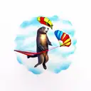 marmot jumping with a parachute tattoo design idea