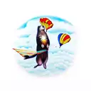 marmot jumping with a parachute tattoo design idea
