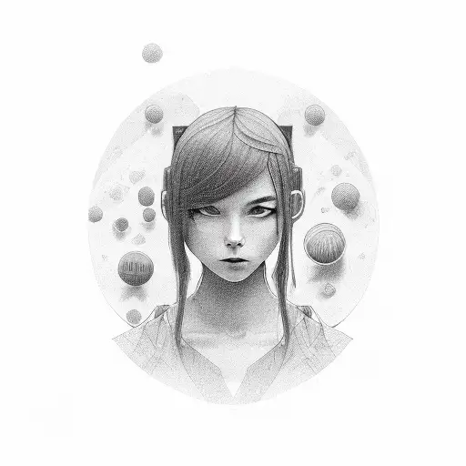 thinking, lonlyness, progress, universe, computer, coding, camera, garden, plant, planet, girl face tattoo design idea