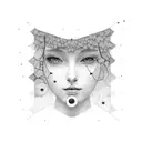 thinking, lonlyness, progress, universe, computer, coding, camera, garden, plant, planet, girl face tattoo design idea