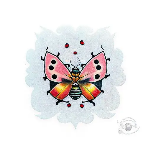 ladybug wildflower tattoo design idea