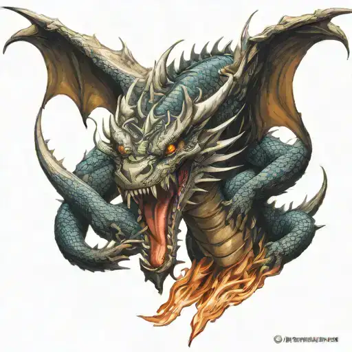 angry dragon sword fire breathing dragon tattoo design idea