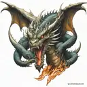 angry dragon sword fire breathing dragon tattoo design idea