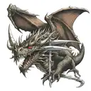 angry dragon sword fire breathing dragon tattoo design idea