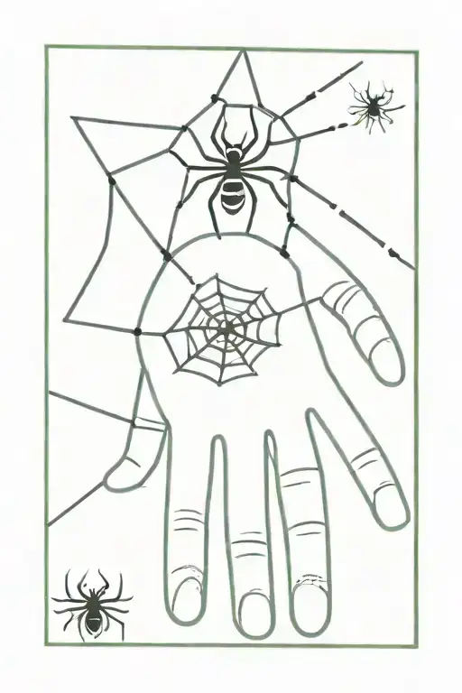 neo tribal style tattoo on left hand and fingers with a  spider web tattoo design idea