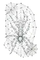 neo tribal on hand with a spider web developer coding tattoo design idea