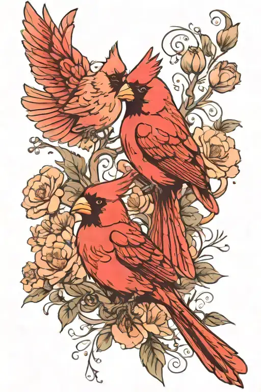 cardinal bird and the anatomy of a hug each other tattoo design idea