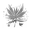 A car engine with marijuana leaves as pistons tattoo design idea