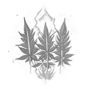 A car engine with marijuana leaves as pistons tattoo design idea