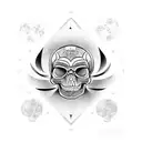 Skull moon tattoo design idea
