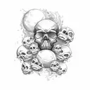 Skull moon tattoo design idea