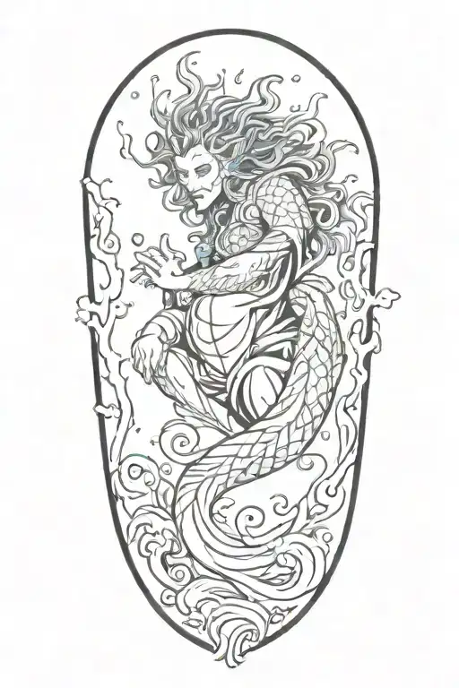 color sleeve of water breathing demon slayer water  tattoo design idea