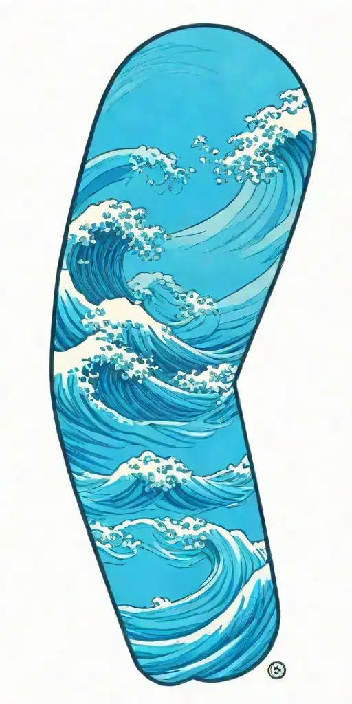 The Great Wave off Kanagawa ice blue water breathing demon slayer style tattoo design idea