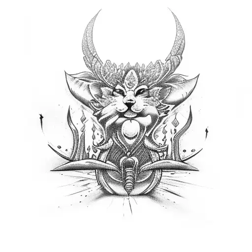 Deity performing a powerful deadlift tattoo design idea