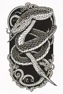 snake with a sword tattoo design idea