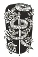 snake with a sword tattoo design idea