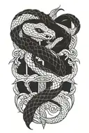 snake with a sword tattoo design idea