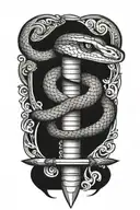 snake with a sword tattoo design idea