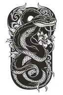 snake with a sword tattoo design idea