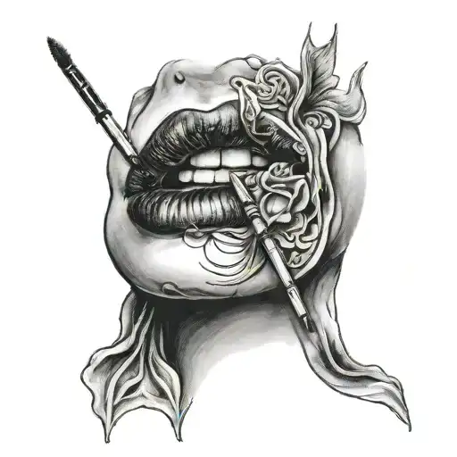 kiss lipstick mark tattoo design idea