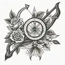 bow and arrow with date tattoo design idea