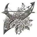 bow and arrow with date tattoo design idea