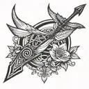 bow and arrow with date tattoo design idea