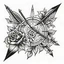 bow and arrow with date tattoo design idea