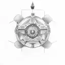 large ship wodden steering wheel tattoo design idea