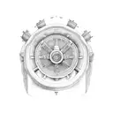 large ship wodden steering wheel tattoo design idea