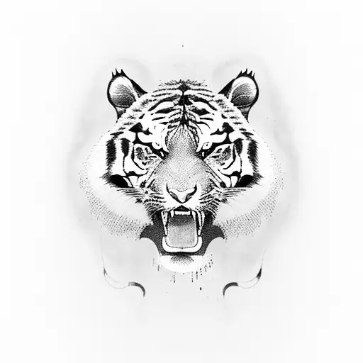 menacing full body tiger tattoo design idea
