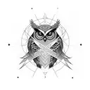 Create a blackwork tattoo design featuring the atack of anowl intertwined with marketing symbol tattoo design idea