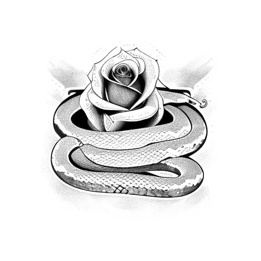 Snake, rose, blade tattoo design idea