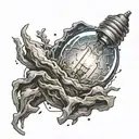 broken light bulb and space tattoo design idea