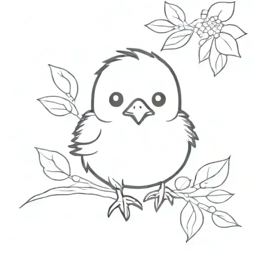 subtle baby chick , line design , cute faced tattoo design idea