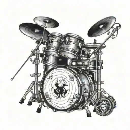 drums mixed tattoo design idea