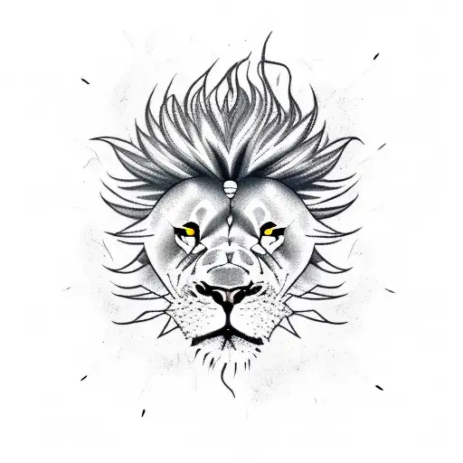 angry lion with lightning and scorpion background tattoo design idea
