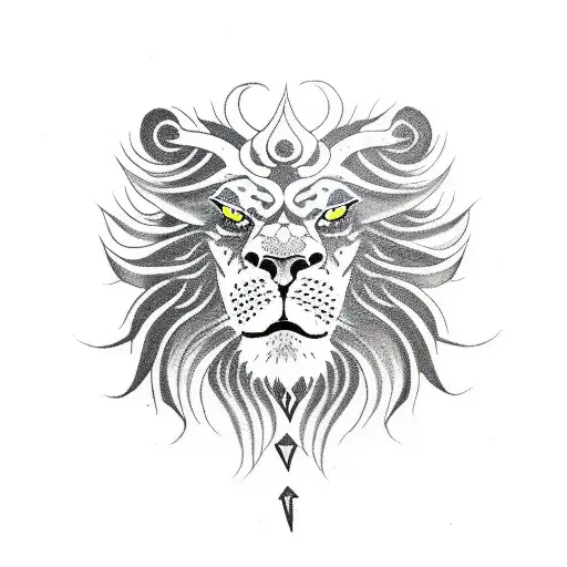 angry lion with lightning and scorpion background tattoo design idea