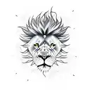 angry lion with lightning and scorpion background tattoo design idea